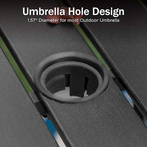 Miniatura 19 de PHI VILLA Mesa de bar de patio al aire libre para 4-6, mesa rectangular de barra de altura de mostrador con marco de acero de metal para todo tipo