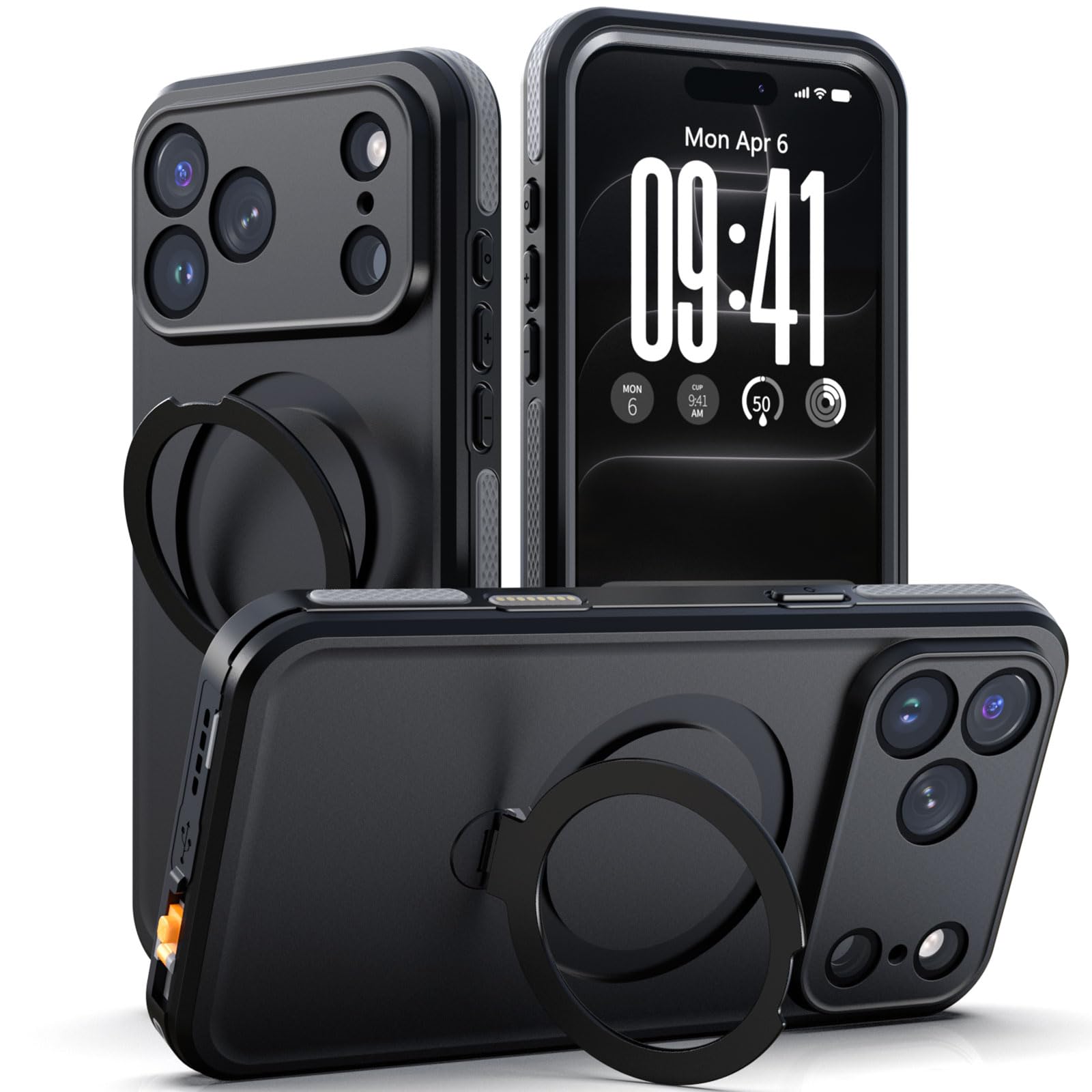 UMITTOS iPhone 18 Pro ケース/17 Pro ケース 防水 IP68 耐衝撃 全面保護 MagSafe対応 収納式スタンド 防塵