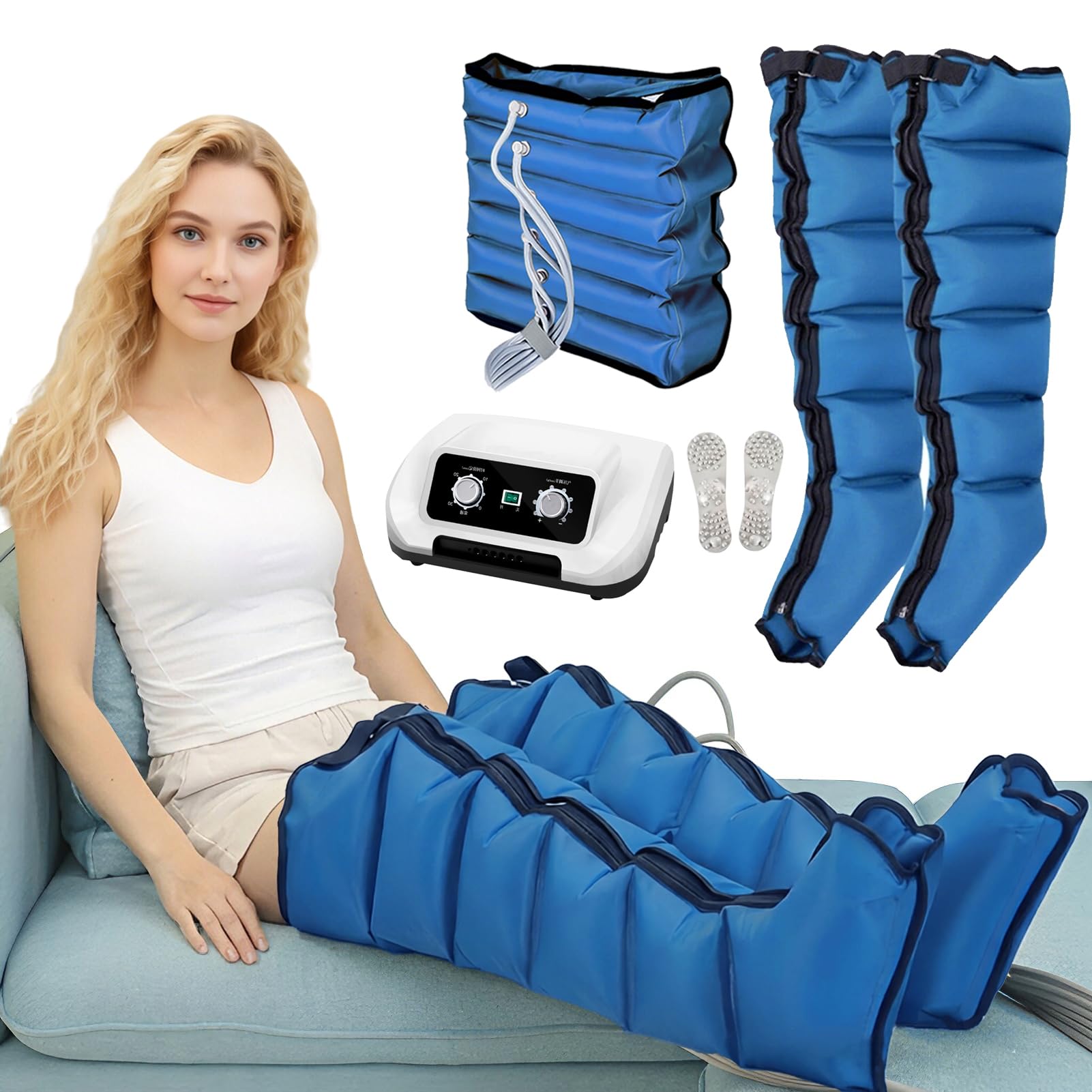 Botas Presoterapia Piernas, Presoterapia para Casa 6 Cámaras | Maquina Masajeador De Drenaje Linfático, Favorece Una Mejor Circulación, Relaje Los Músculos, Presión Configurable