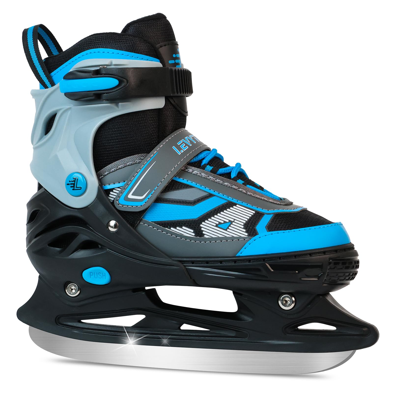 LEVYTEMP Adjustable ice Skates for Kids Boys Girls, 4 Size Triple Protection Beginner Figure Blades with Ankle Support for Outdoor and Rink