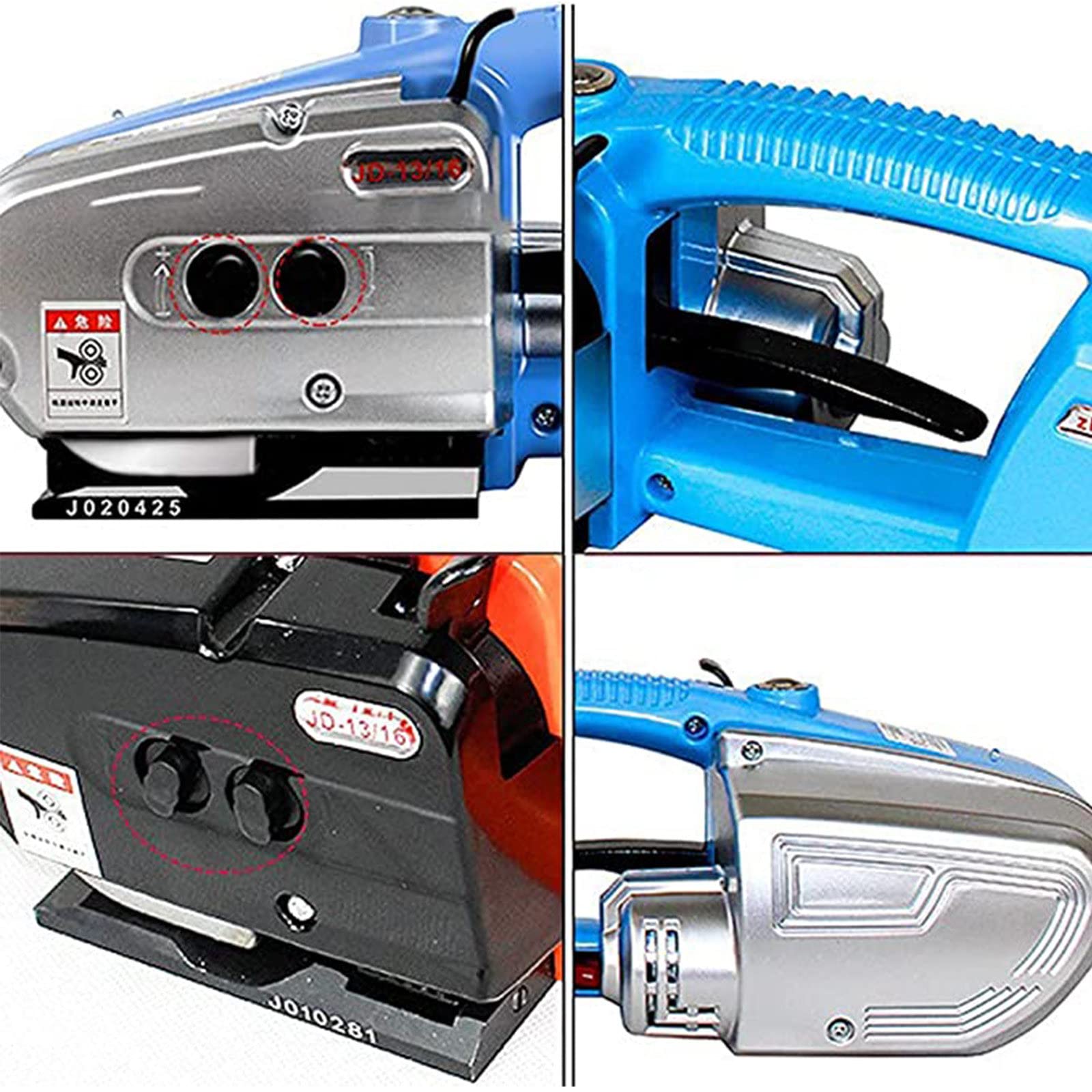 Reggiatrice elettrica, Reggiatrice Automatica, Reggiatrice Portatile a Batteria, Reggiatrice elettrica per Saldatura 13-16 mm di Larghezza, per reggia in PP/Pet, Darkbl(