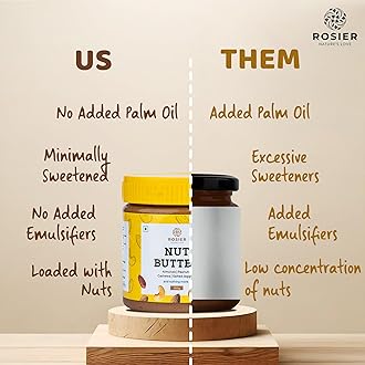 ROSIER Foods All Natural Nut Butter | Crunchy | No Added Sugar | High Protein Premium Cashew, Almonds and Peanut Butter, 300 gram