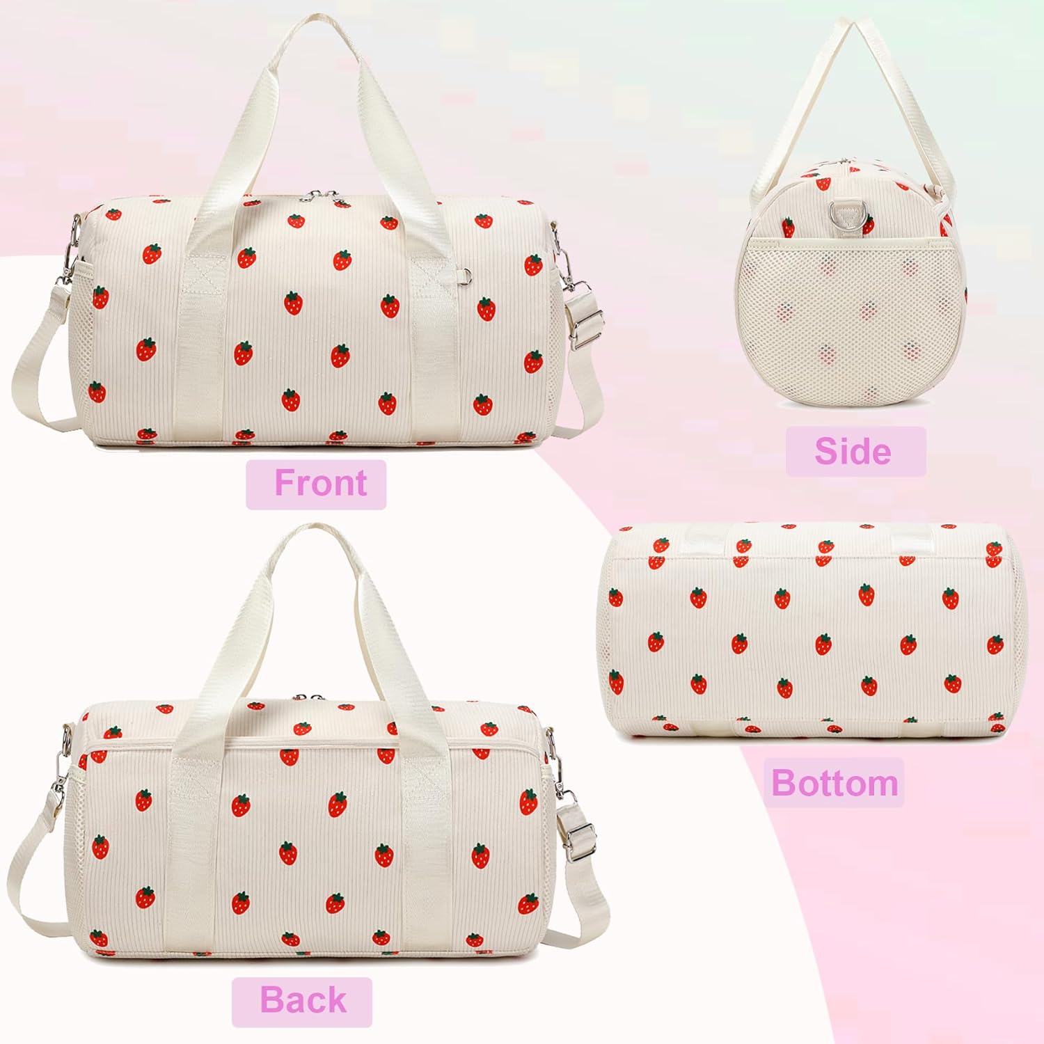 Dance Ballet Bag for Girls 4-6 Ballerina Gymnastic Bag Toddler Small Duffle Dance Bags for Little Dancers,Bow Corduroy Material,14"*8.26"*8.26" - Image 3