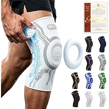 Kuangmi Knob Knee Brace for Pain Relief, Knee Support with Patella Gel Pad & Side Stabilizers, Compression Knee Sleeve for Workout, Arthritis, Joint Pain, Meniscus Tear White,Right,XX-Large,Single