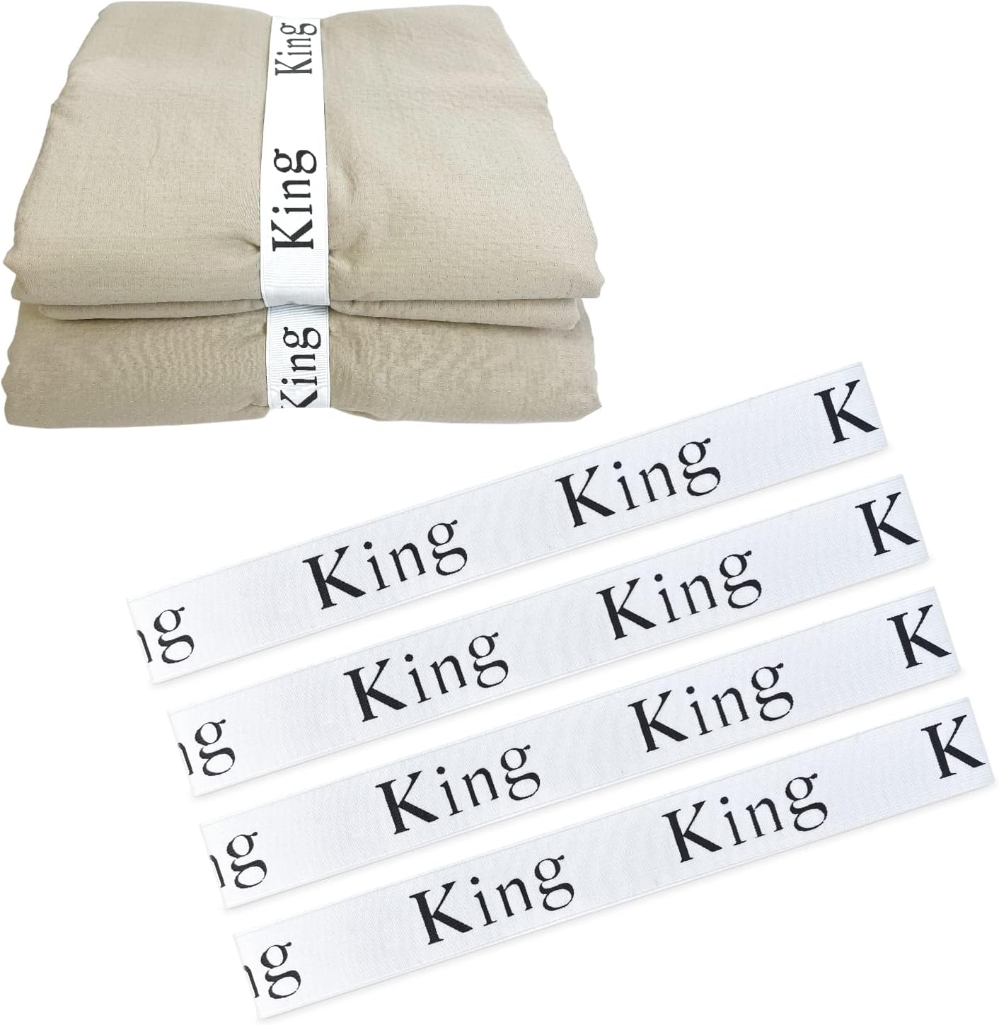 Jajahu 4Pcs Bed Sheet Organizer Bands Elastic Linen Label Sheet Keepers Fitted