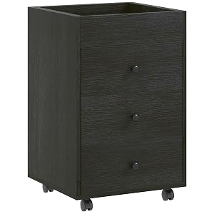 Home Office Under Desk Storage Cabinet 3 Drawer Mobile Cabinet with Removable Tray in Dark Walnut