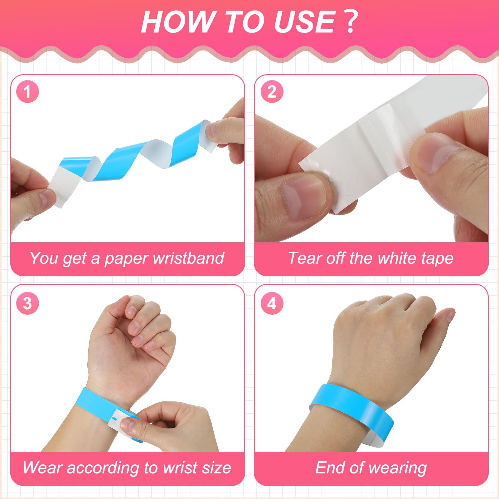 PATIKIL Paper Wristbands for Events 500 Pack Neon Party Wrist Bands - Image 4