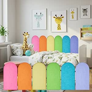 Jetec 4 Pcs 3D Anti Collision Wall Padding For Kids, Rainbow Headboard Peel And Stick Panels 23.62 X 11.81 Inch Boho Crib Wall Padding For Kids Nursery Playroom Bedroom Protection(Multicolor - View #3