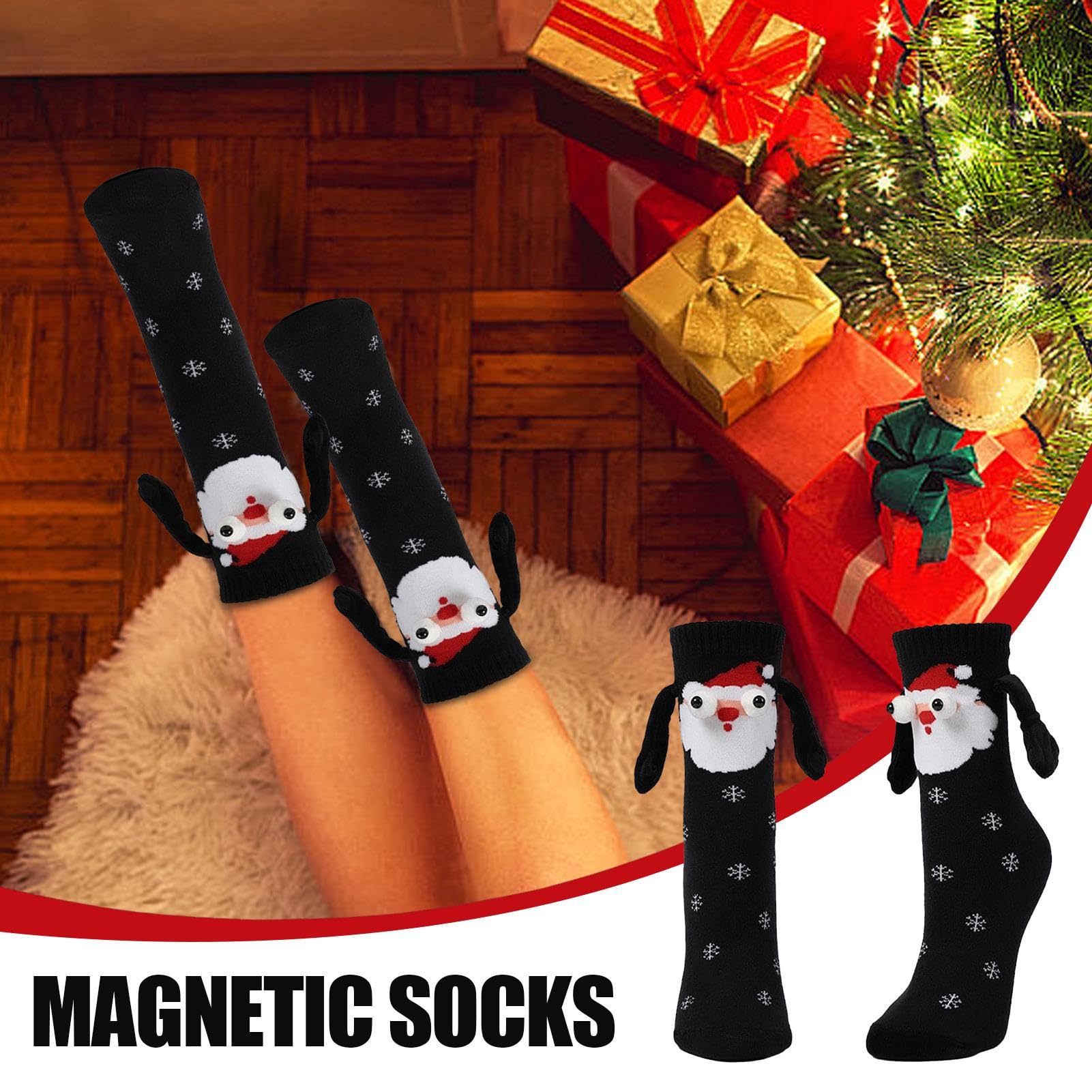 Hand Holding Socks TAIZER 4 paar magnetische sokken voor koppels, sokken met magnetische armen, handsokken, magnetische sokken met handen, magnetische sokken, Blauw, Eén maat