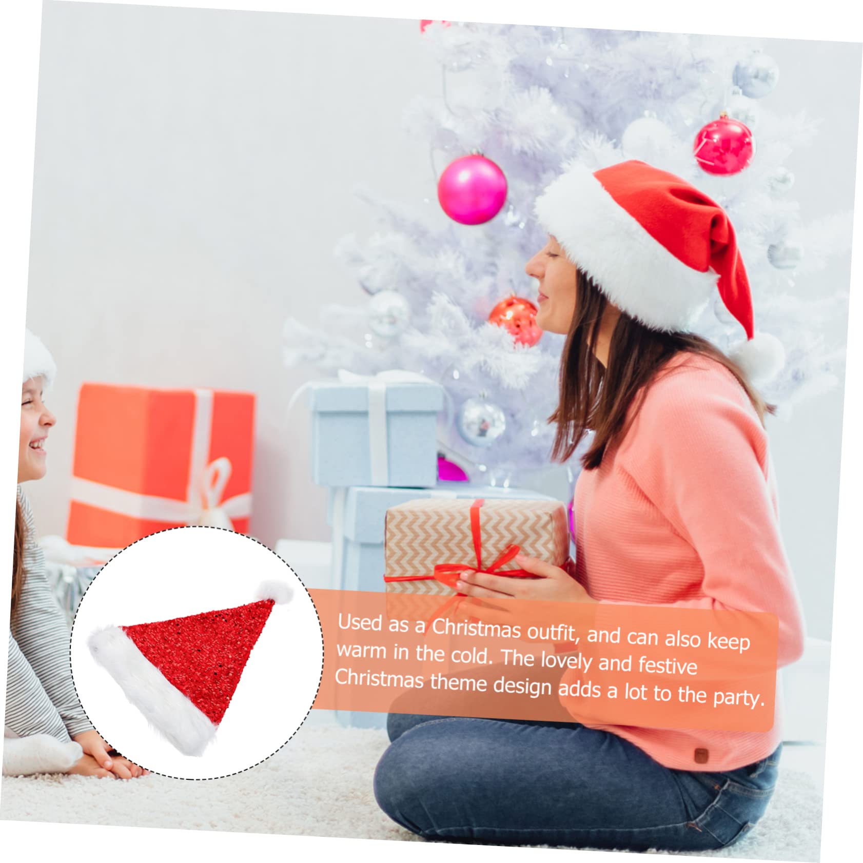 ABOOFAN 3stücke Weihnachtlicher Plüsch Weihnachtsmann Hut Mit Pailletten Rote Nikolausmütze Für Erwachsene Für Festlichkeiten Und Partys Bequem Und Warm Als