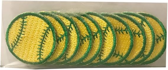 Green Softball Patches Iron On 10 Pack 1 Embroidered Reward Patch for Sport Programs