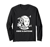 Code & Caffeine Robot Coffee Tech Programming Long Sleeve T-Shirt