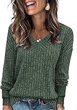 Womens Tops Fall Fashion Sweaters Long Sleeve Shirts V Neck Sweatshirts Casual Loose Winter Clothes 2025