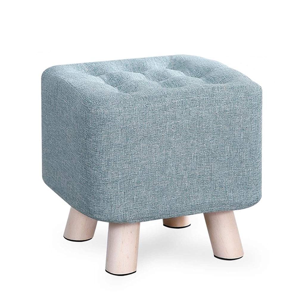Ottoman repose-pieds en bois et coton pour salon et chambre vert clair