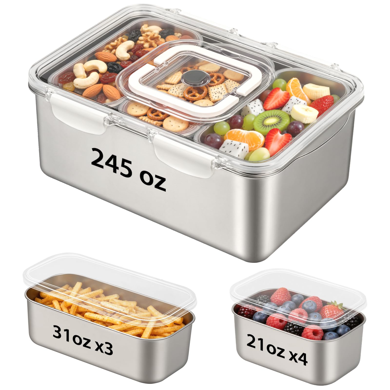 Amazon.com: 8 PCS Large Stainless Steel Food Storage Containers
