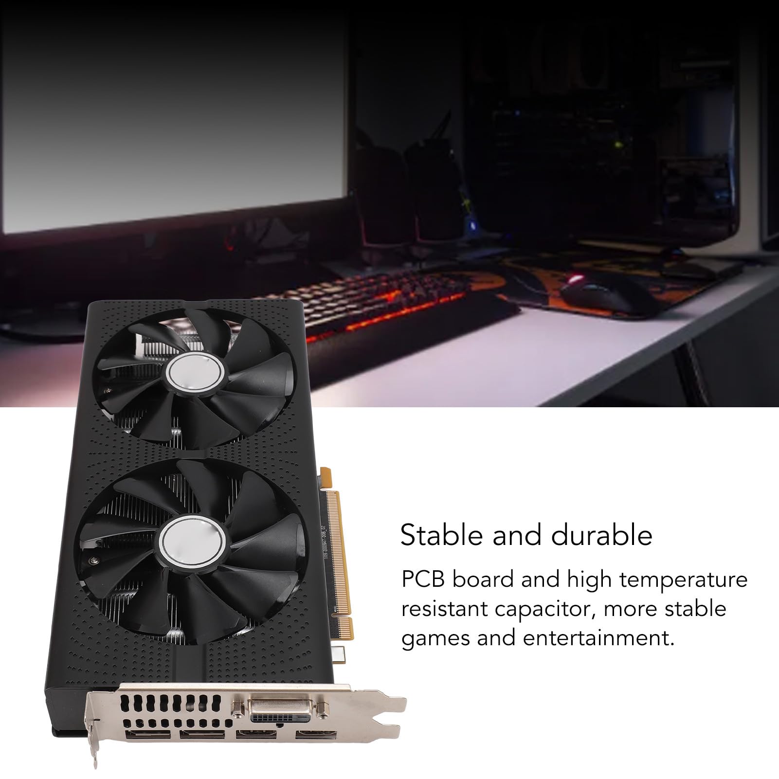 VBESTLIFE Karta Graficzna 8 GB, Procesor Graficzny GDDR5 256-bitowy, 7000 MHz, PCIE 3.0 X16 Komputer Stacjonarny Karta Graficzna do Gier z 2 Portami HDMI, 2 DP, 1 DVI