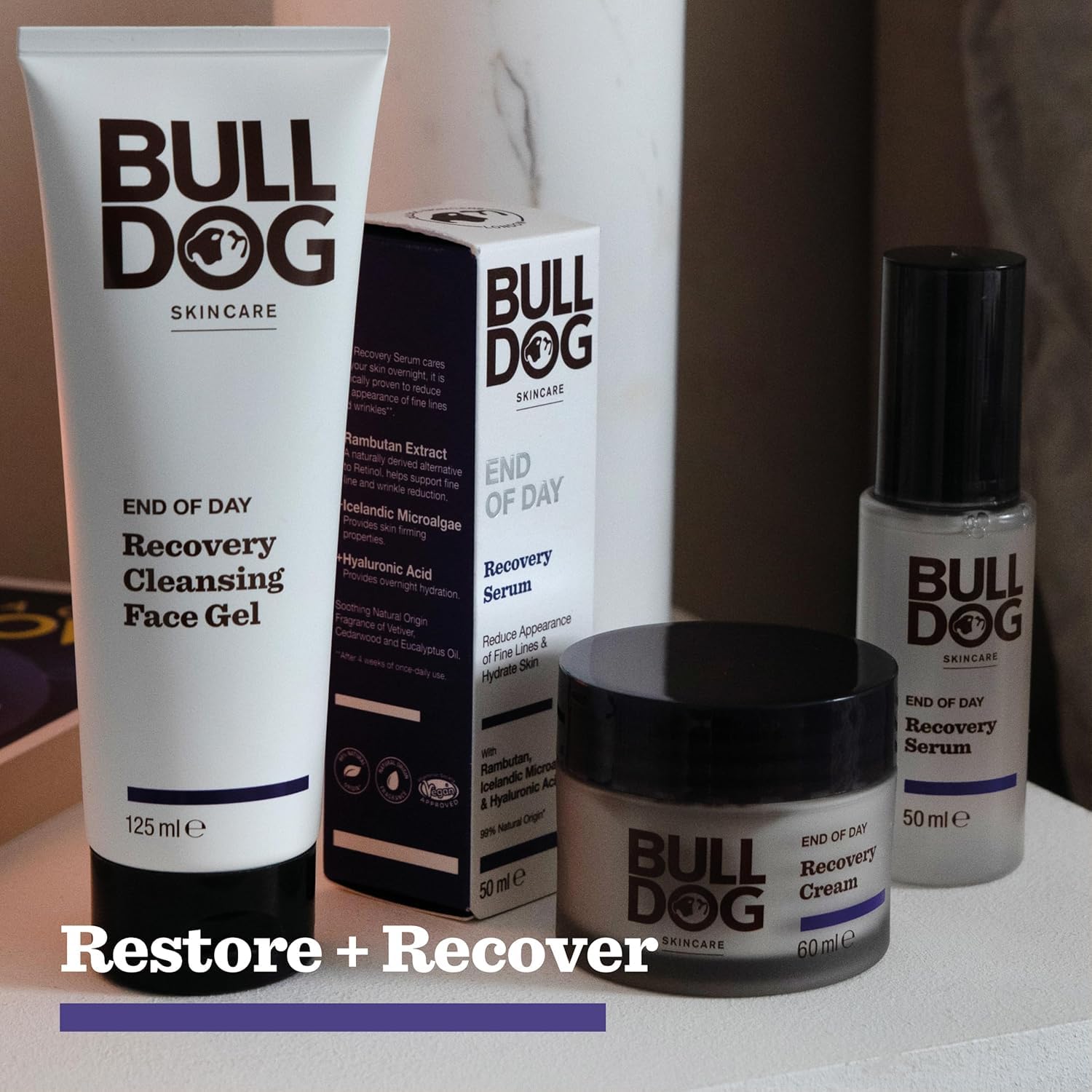 Bulldog Skincare - Gel detergente per il recupero di fine giornata per uomo, 125 ml, confezione da 3