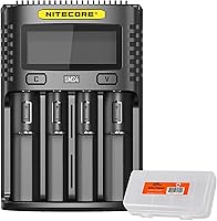 Nitecore UMS4 USB-C 4-Slot Fast Battery Charger for 18650 21700 Li-Ion NiMH AA AAA - Intelligent LCD & Organizer