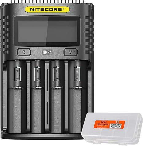 Nitecore UMS4 Intelligent USB-C Four Slot Quick Battery Charger for Li-Ion/Ni-MH/Ni-Cd/IMR 16340 14500 18650 21700 20700 AA AAA and More Batteries, with Organizer Nitecore UMS4 Intelligent USB-C Four Slot Quick Battery Charger for Li-Ion/Ni-MH/Ni-Cd/IMR 16340 14500 18650 21700 20700 AA AAA and More Batteries, with Organizer