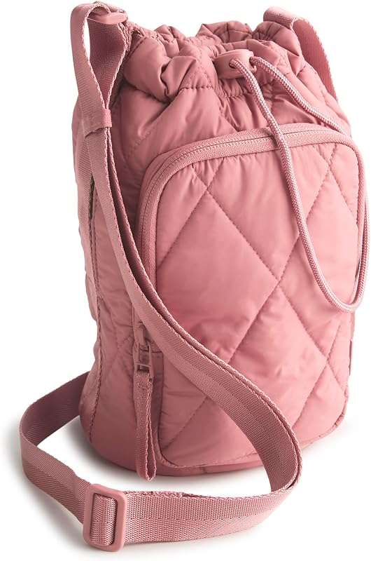 Bolso bandolera para botella de agua con vaso de peso pluma, rosa marchita, talla única