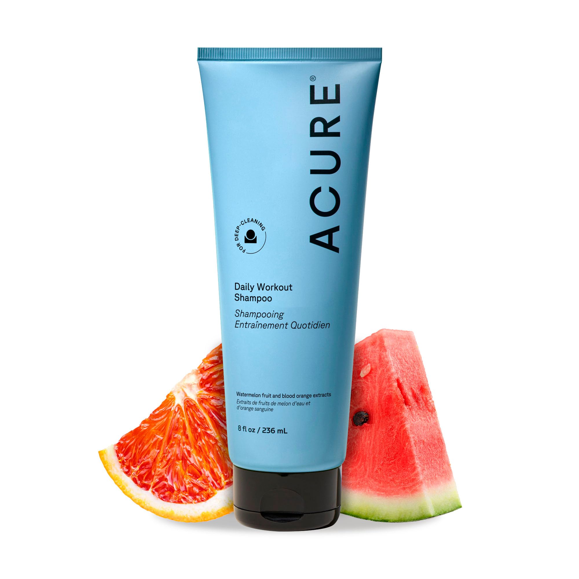 Acure Daily Workout Watermelon Shampoo - Lightweight Hydrating & Clarifying Shampoo for Women & Men w/ Oily, Damaged Hair & Dry Scalp, Color Safe, Vegan, Clean, Paraben & Sulfate Free - 8 fl oz