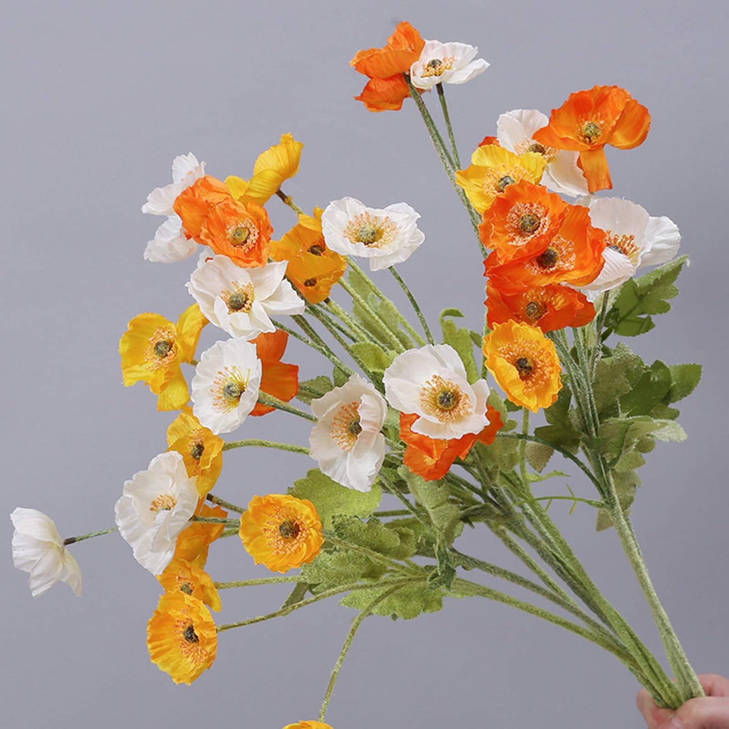 6 Pack Realistic Poppy Flowers Silk Coral Flowers,23 Inch No Fade Artificial Poppies Flowers Bouquet Arrangements for Vase Wedding Party Home Decor, Orange, 210401YF39-32TZ-10055-2333220911
