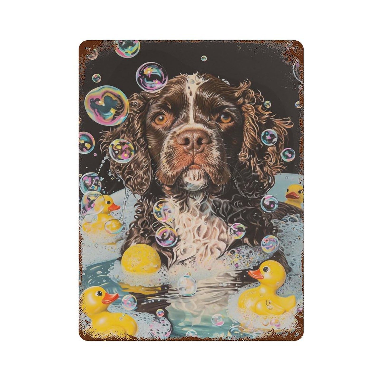 Garage Style American Water Spaniel Dog Rustic Tin Plaque 15.7"x11.8", Classic Wall Plaque for Bar And Workshop
