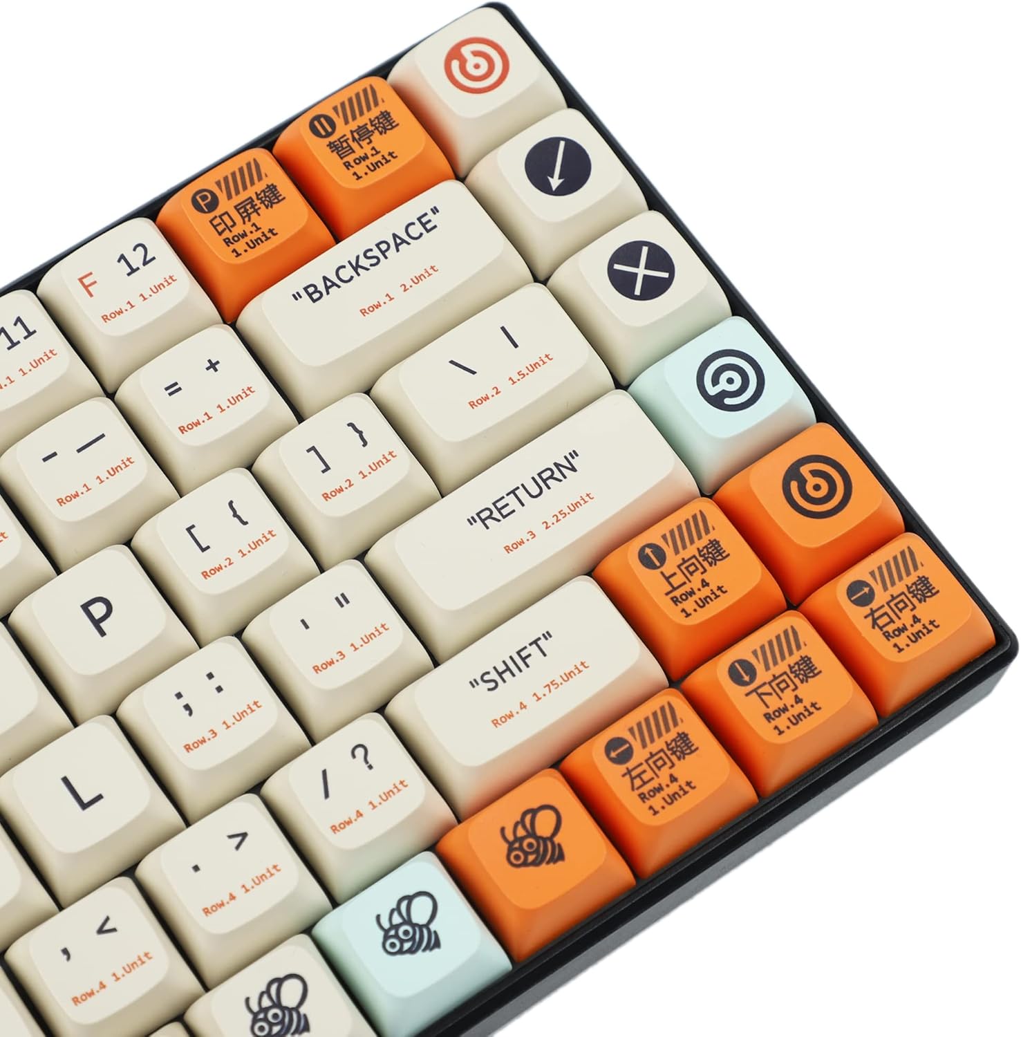 YMDK Plastic Dye Sub ZDA PBT Keycap Similar to XDA for MX Keyboard 104 87 61 Melody 96 KBD75 ID80 GK64 68（Only Keycap） (The Plastic)