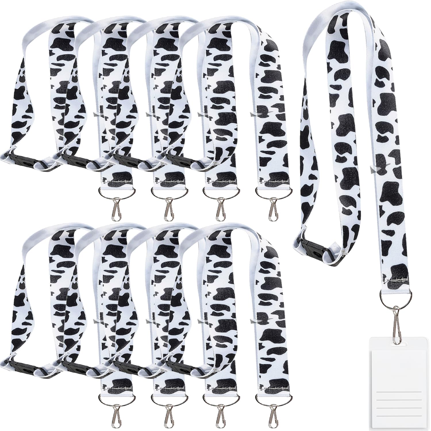 Cow Print Badge Holder Lanyards - 34" (Pack of 12) - Ideal for Office IDs, School Badges & Events