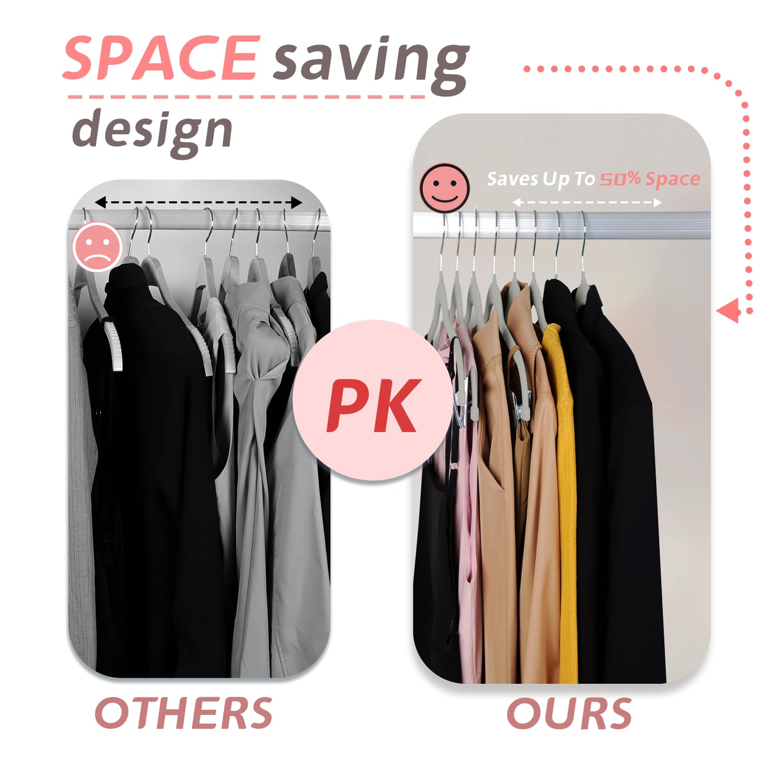 ManGotree Trouser Hangers with Movable Clips, Non-slip Velvet Clothes Hangers, Space-saving Skirt Hangers for Shirts Pants - Image 4