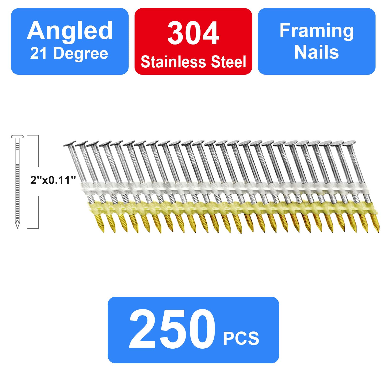 Stainless Steel Framing Nails - 250 Pack -4