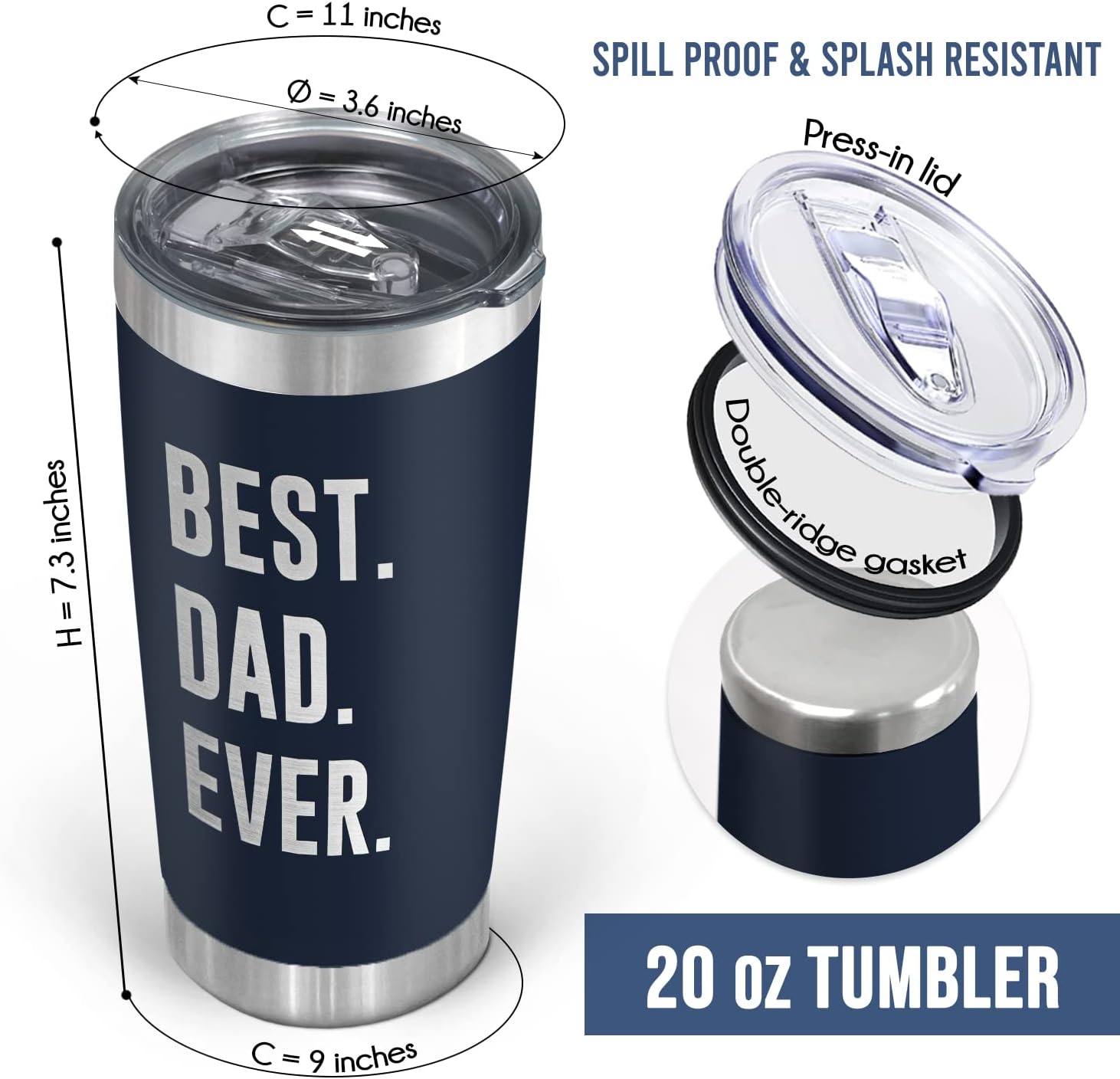 TEEZWONDER Gifts for Dad from Daughter Son - 20 oz Stainless Steel Insulated Coffee Tumbler with Lid - Birthday Gifts for Dad Who Wants Nothing, Mens Birthday Gift Ideas - Image 3