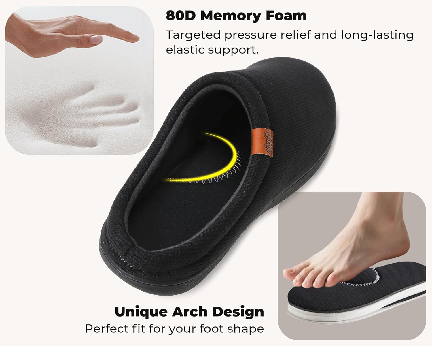 Men's House Slippers with Arch Support Coolmax® Comfy Memory Foam Slippers for Men Indoor and Outdoor Slip On Shoes | Moisture-wicking | Breathable - Image 4