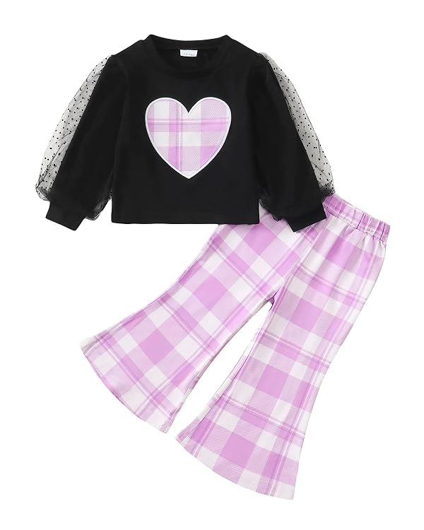 18 Months Girl Clothes Toddler Girl Fall Outfits Long Sleeve Sweatshirt Plaid Pants Winter Sweatsuit Fall Gifts 18-24 Months Girls Clothings by sweetabby - Used condition - US$9.30