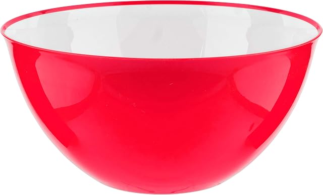 Large Duo Plastic Salad Serving Mixing Bowl 25cm Blue Orange Green Pink (Pink)