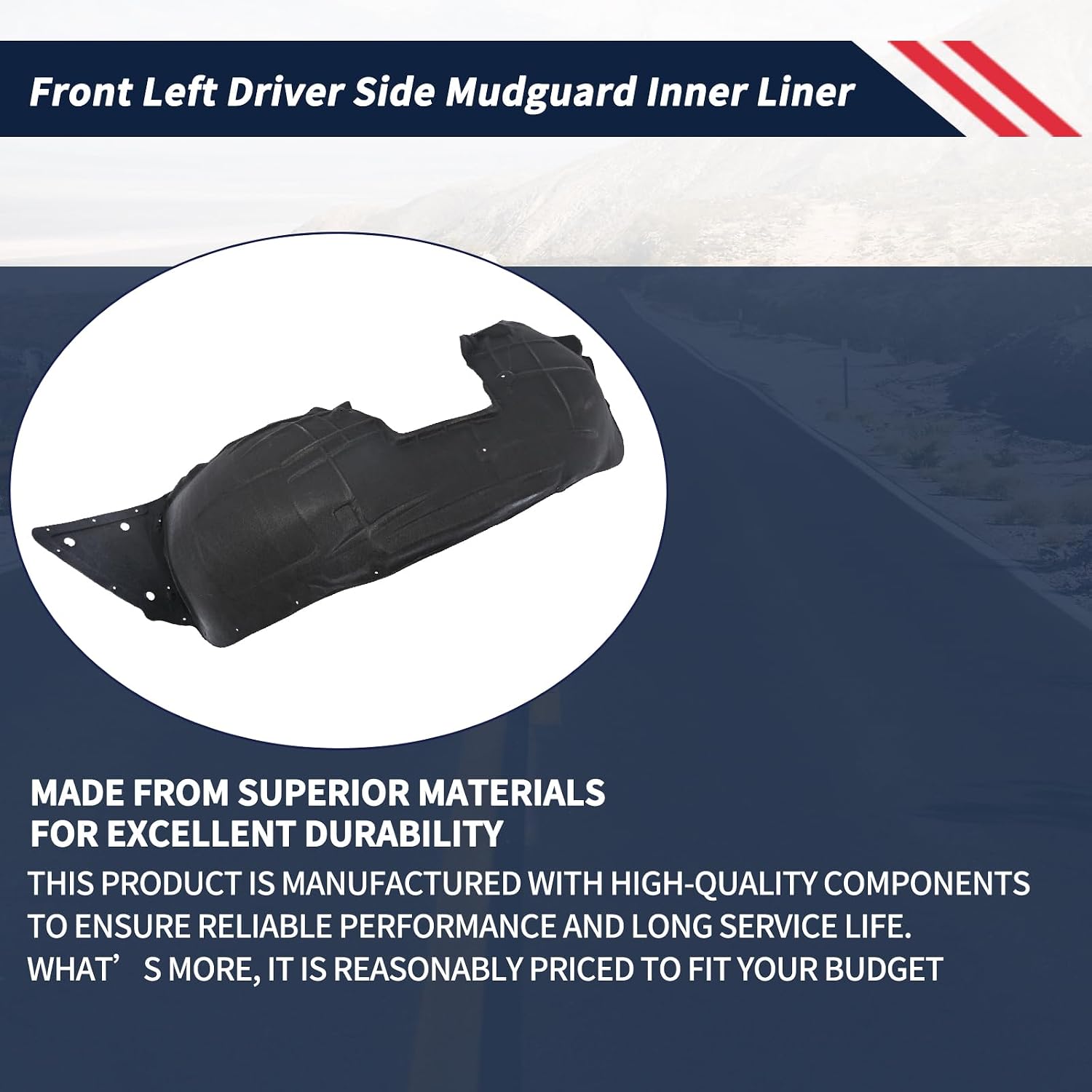 Front Left Driver Side Mudguard Inner Liner Compatible with Cadillac ATS 2015 2016 2017 2018 Front Fender Wheelhouse Liner Splash Shield Replaces 23199811