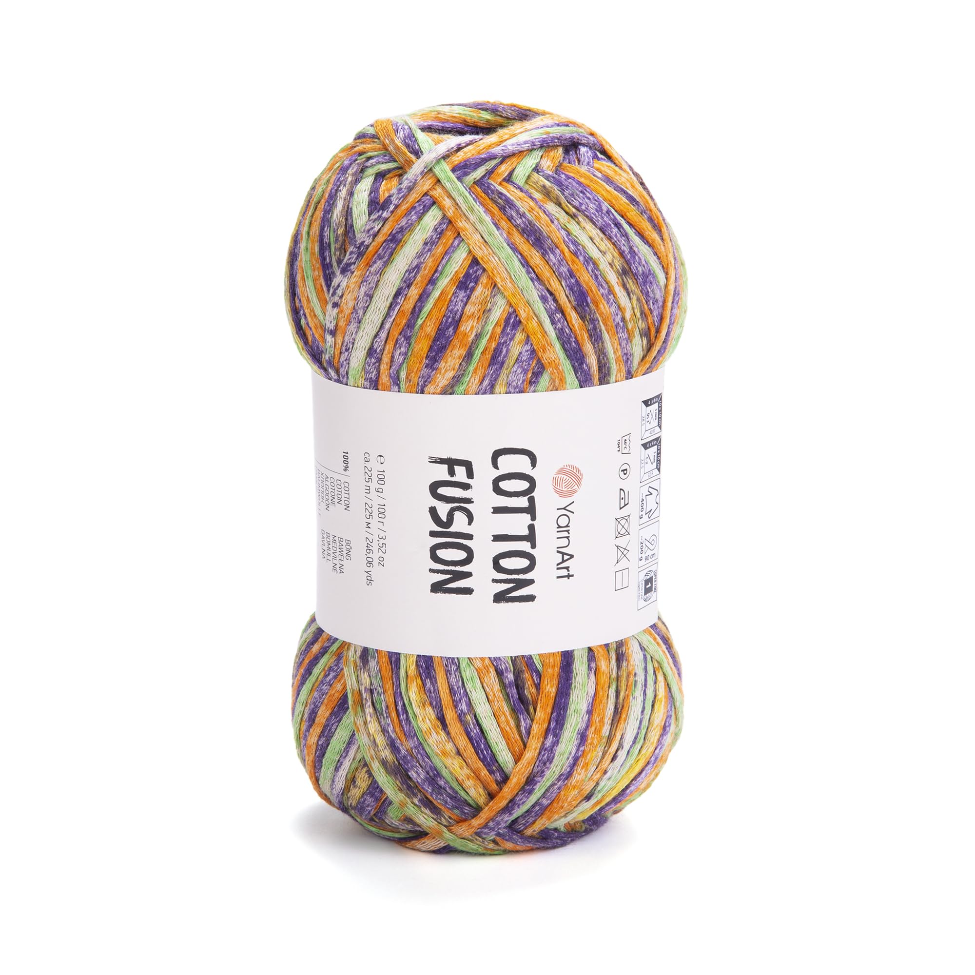 YarnArt Cotton Fusion – 100% Cotton Multicolor Yarn for Knitting & Crochet – Soft & Lightweight Summer Yarn – 3.52 Oz (100g), 246 Yards (225m) – Ideal for Accessories & DIY Projects (3649)