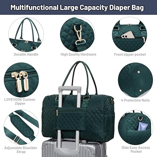 Miniatura 5 de LOVEVOOK - Bolso para pañales con estuche para chupete y cambiador, bolso grande de maternidad para hospital y viaje de fin de semana, bolso