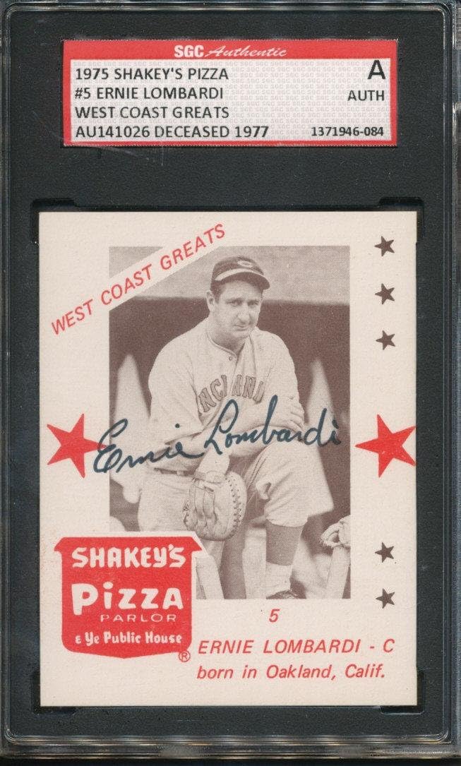 1975 Shakey's Pizza Ernie Lombardi SGC Certified Authentic Auto