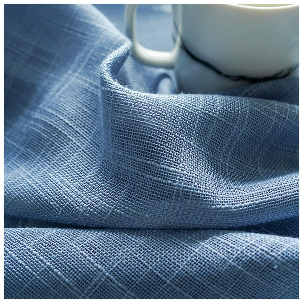 Couleur Unie Rideaux Voilage Lin Bleu Rideaux Voile Crayon Plissé 2 Panneaux Pour Salon Balcon Chambre À Coucher,Bleu,W135xL244cm