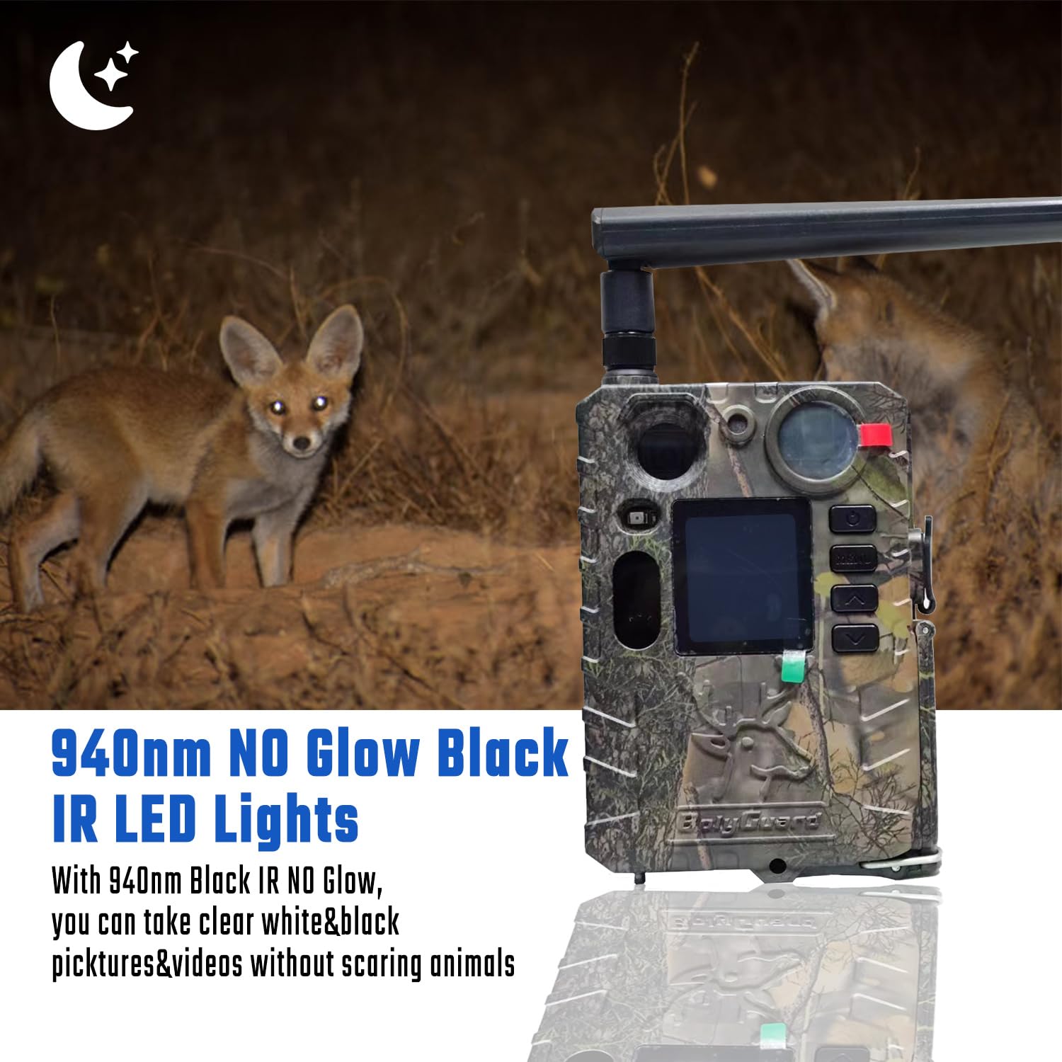 Bolyguard 4G 37MP 4K Cámara Salvaje con Transmisión por Celular, cámara de Caza con visión Nocturna activada por Movimiento, 30 m Visión Nocturna, MMS, GPRS y Correo Electrónico