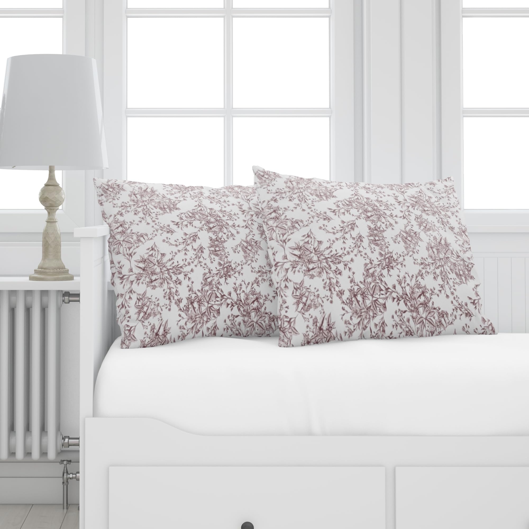 LINENWALAS 100% Cotton Twill King Size Pillow Case Set of 2 | Soft, Breathable & Durable Printed Pillowcases |Premium Cotton Twill Bed Pillow Covers (20x36 Inches, Brown Botanical)