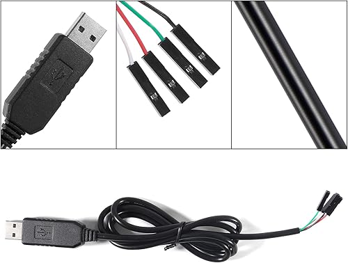 Miniatura 6 de Paquete de 2 adaptadores serie PL2303 PL2303HX USB a TTL, cable de depuración de 3.3 V con enchufe hembra de 4 pines, convertidor USB a RS232 TTL
