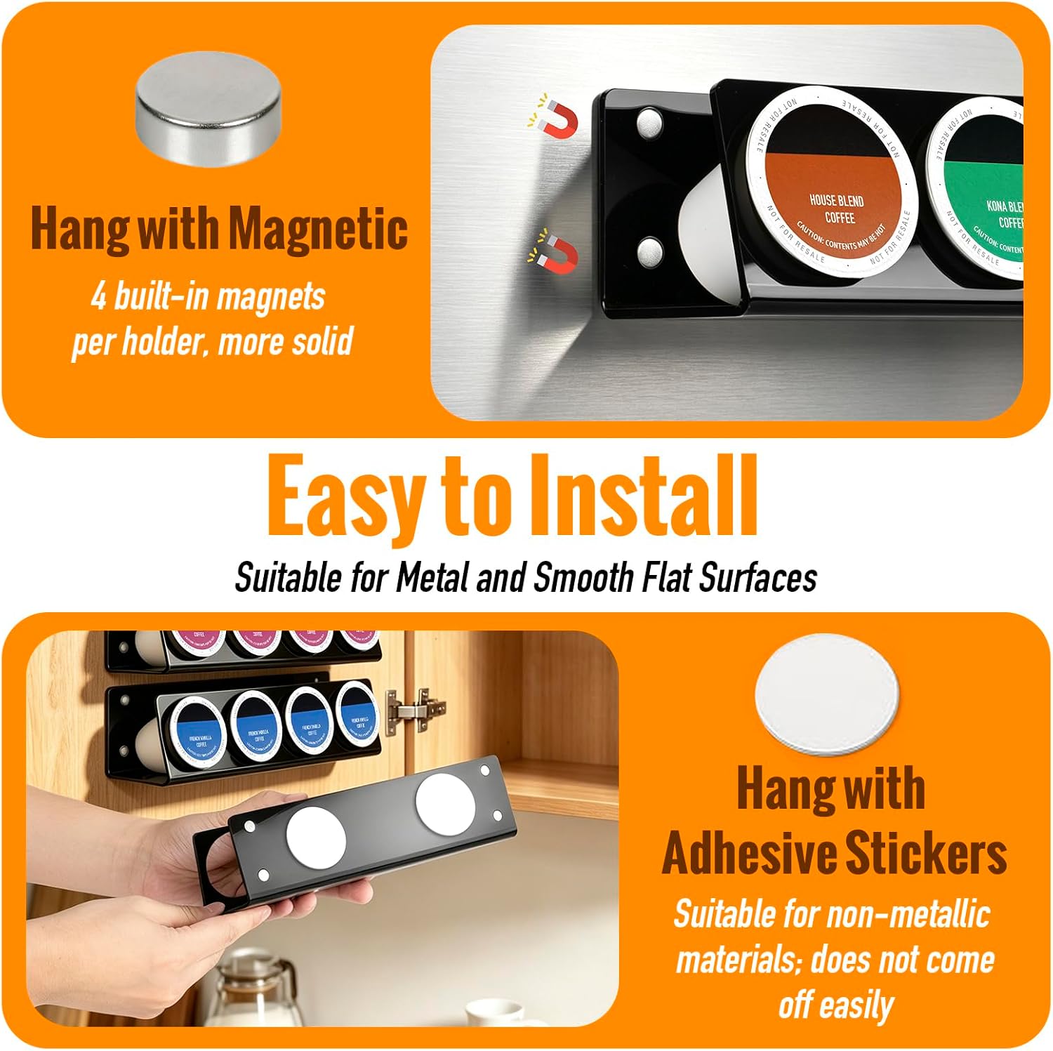 RECAPS K Cup Holder, 4 Pack Acrylic K Cup Organizer, Coffee Pods Organizer