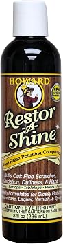 Howard Products Hardwood Floor Polish - Restor-A-Shine Wood Polisher for Furniture, Polishing Compound, Polish Compound, 8 oz