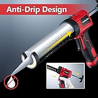 Vista 3 de Pistola de calafateo MARSOSAUR, pistola eléctrica antigoteo con empuje de 300 KG, pistola de silicona inalámbrica con tecnología de flujo constante