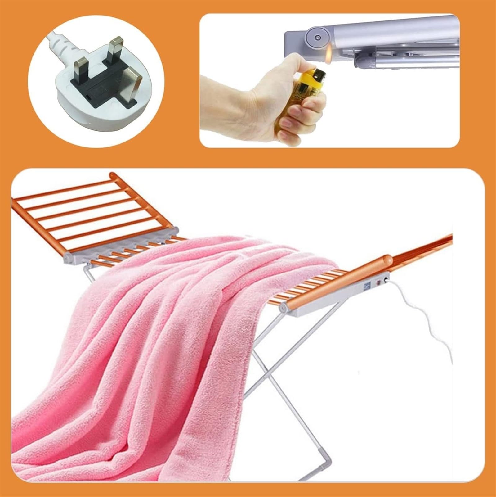 Stendibiancheria riscaldato Elettrico a 20 Ali Stendibiancheria scaldasalviette da 230 W per Biancheria Intima, Calzini, Camicie