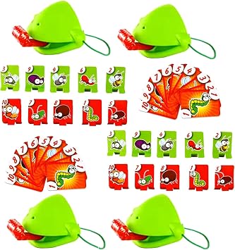 Frog Tongue Toy, Tongue Game, Multiplayer Interactive Board Game, Competitive Chameleon Tongue Out Puzzle Card Game Parent-child Games, Parties2-4People