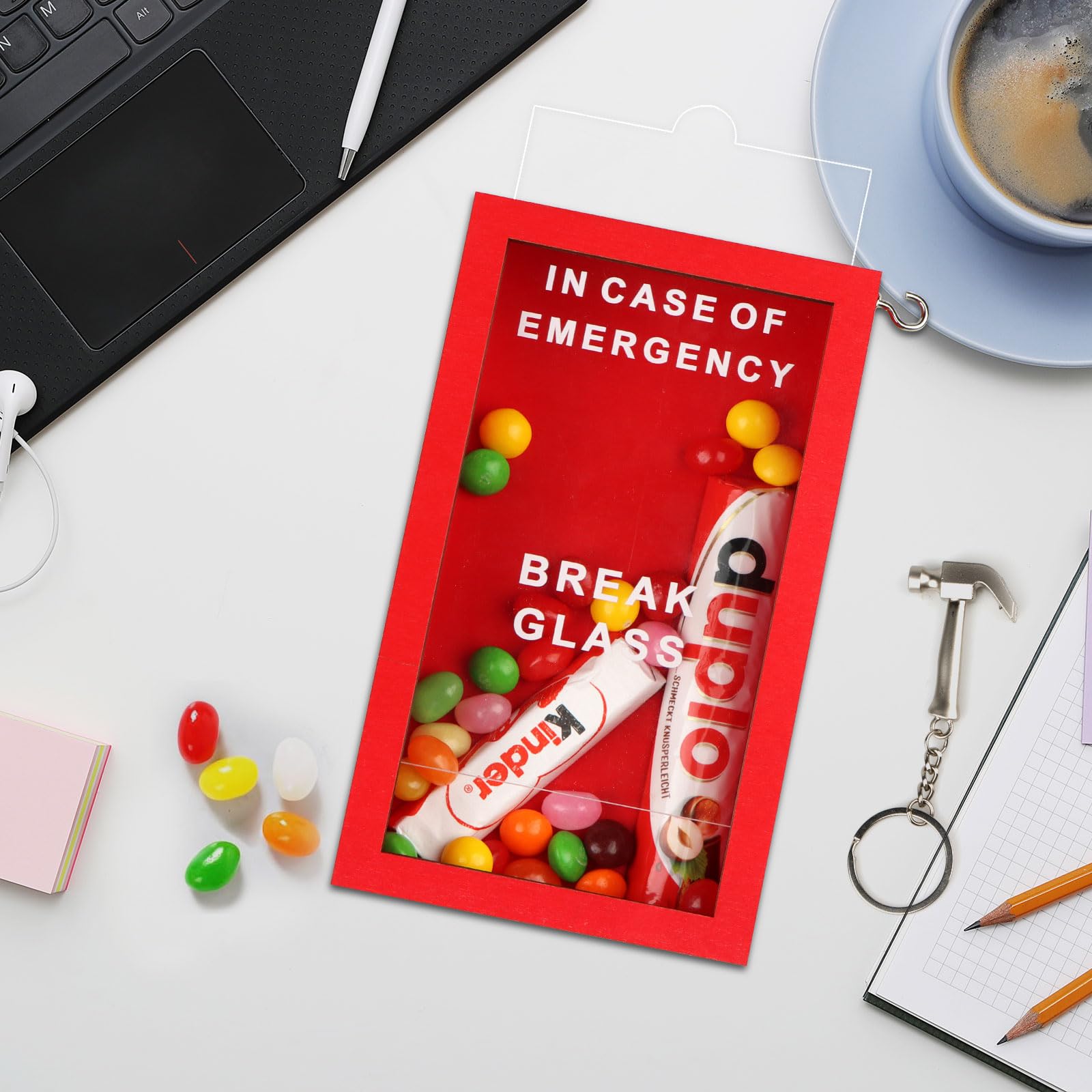 WenmthG Funny Gift Emergency Box - Create Self Defined Idea Jar w/Hammer, Break in Case of Emergency Box - Desk Decor - Personalized Gag Gift for Friends Coworkers