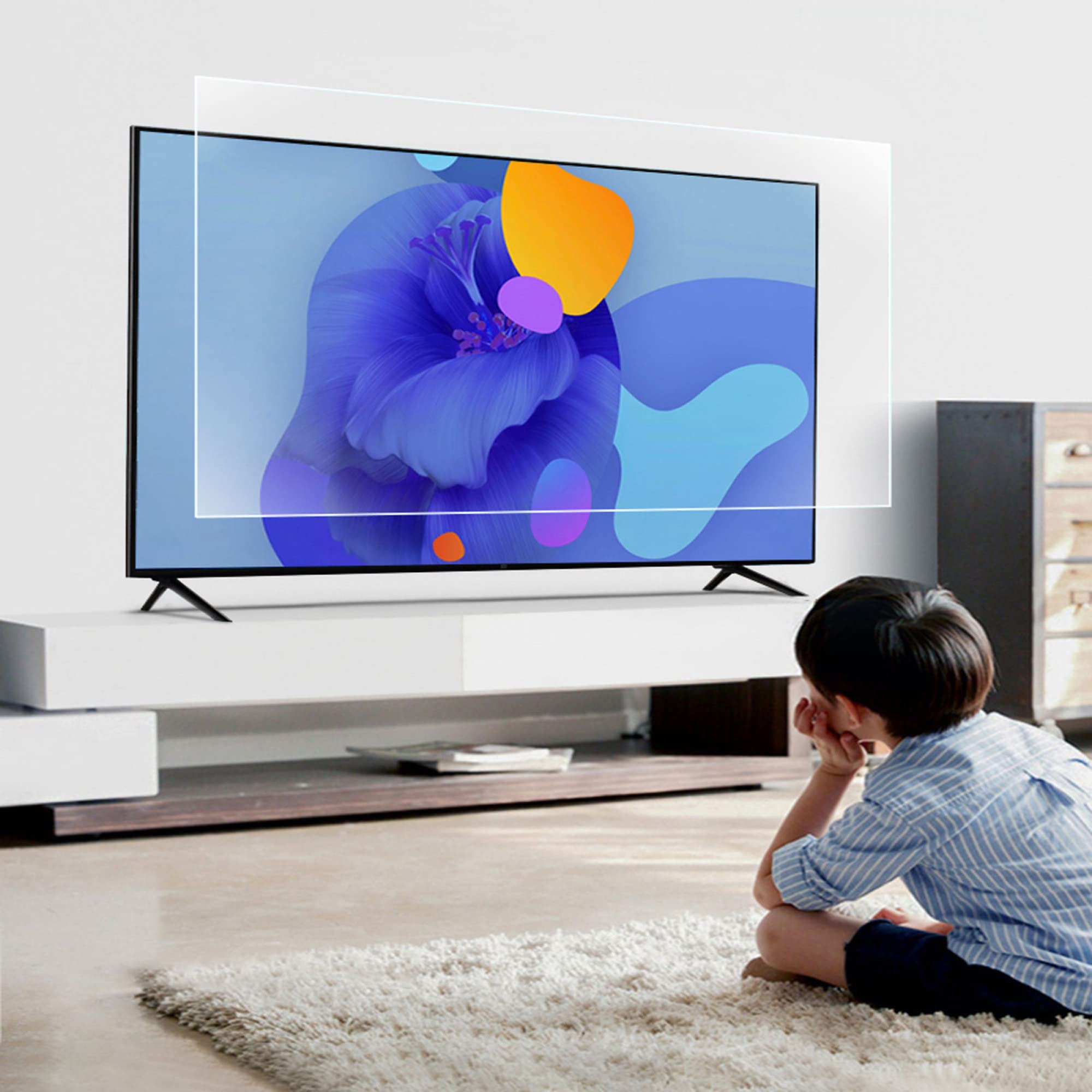 TV Bildschirmschutzfolie - Blaulichtfilter Entlastet Die Augen, Anti-blaulicht/Anti-Glare/Anti UV TV-Folie, Einfache Installation, Keine Blasen, Keine Fingerabdrücke / 55in 1211x682mm
